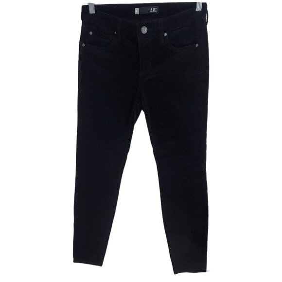 Kut From The Kloth Womens Black Corduroy Diana Skinny Leg Pants Low Rise Size 6‎ - Picture 1 of 8
